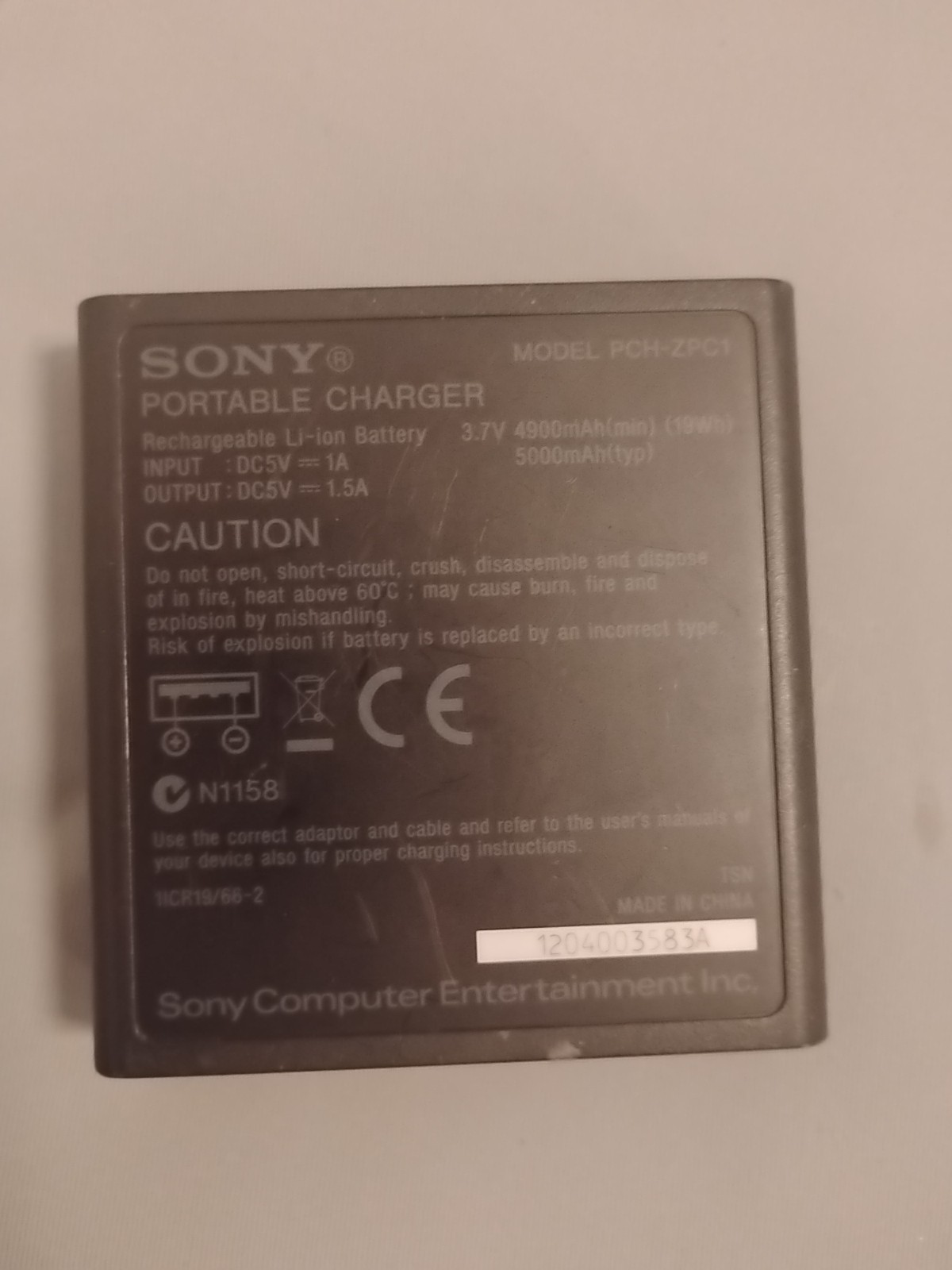 Sony PlayStation Vita Portable Charger Only (PCH-ZPC1) No Cable - Tested & Works