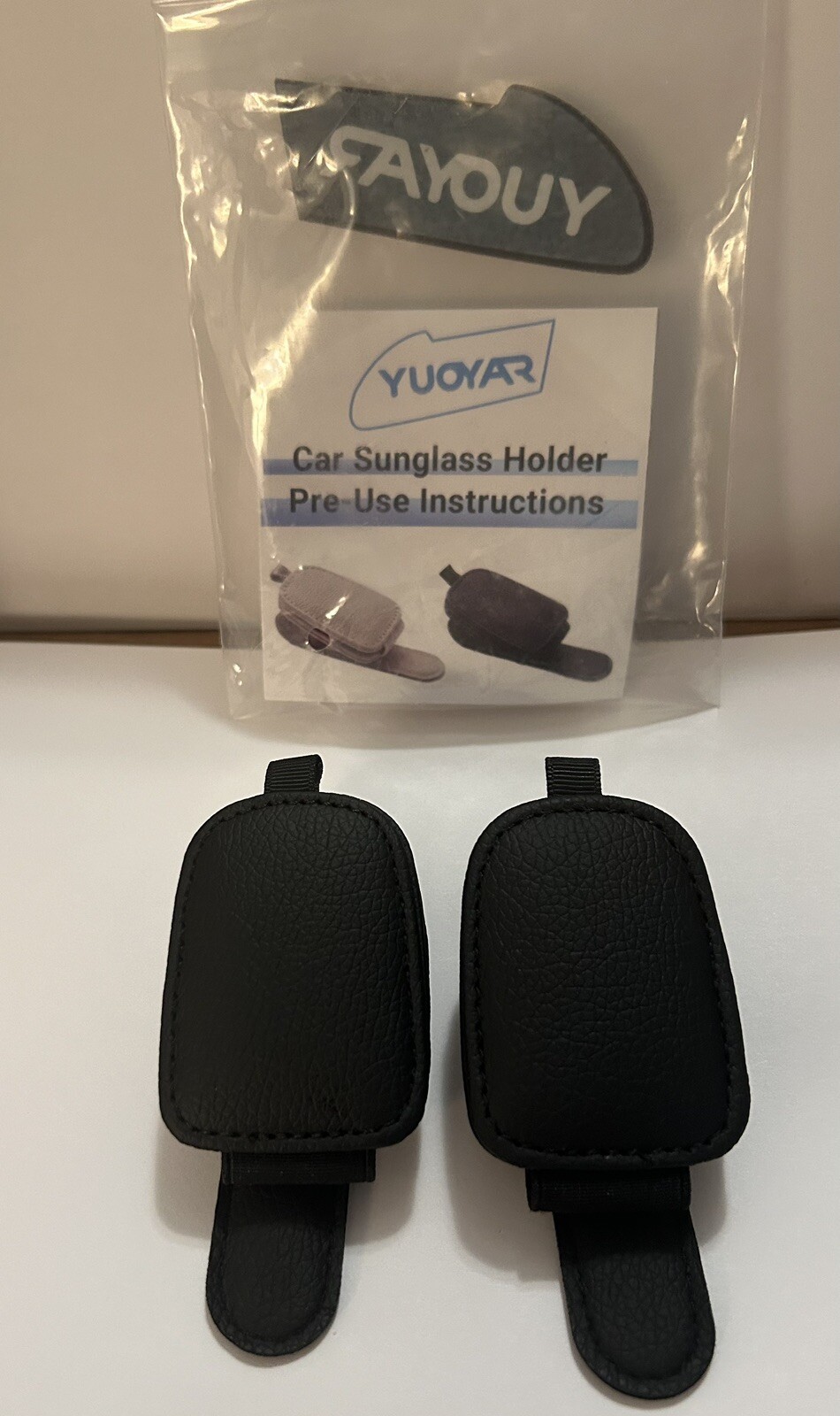 Yuoyar Car Black Magnetic Sunglass Holders: Package of 2 NIP