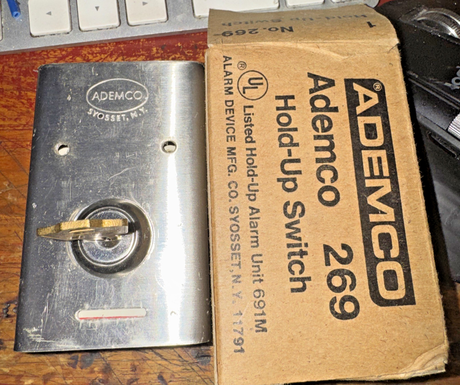 Ademco 269M Hardwired Hold-up Switch with Stainless Steel Cover W/Key