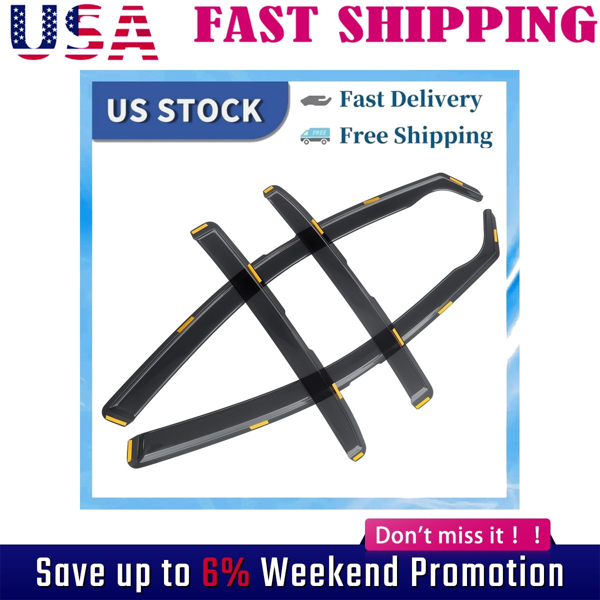 In Channel Rain Guards Vent Visors Shade Smoke for 2018-2024 Toyota In-Channel