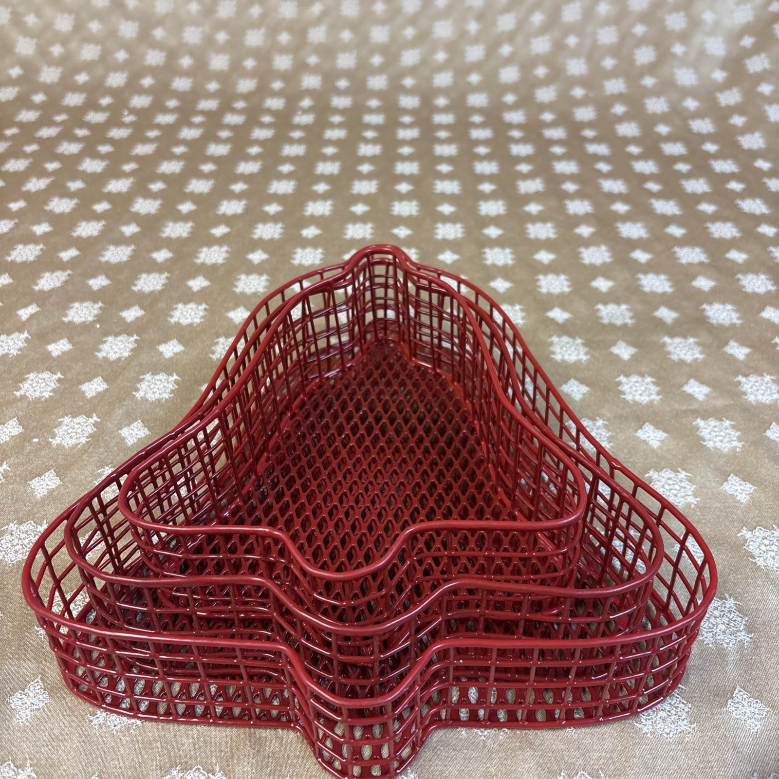 Three Red Christmas Bell-Shaped Nesting Baskets - Never Used!
