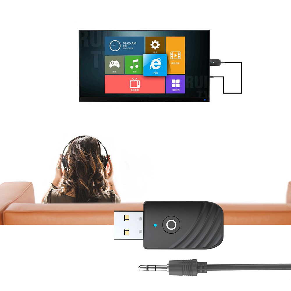 USB Wireless Bluetooth 5.0 Audio Transmitter Receiver 3in1 Adapter For TV PC Car