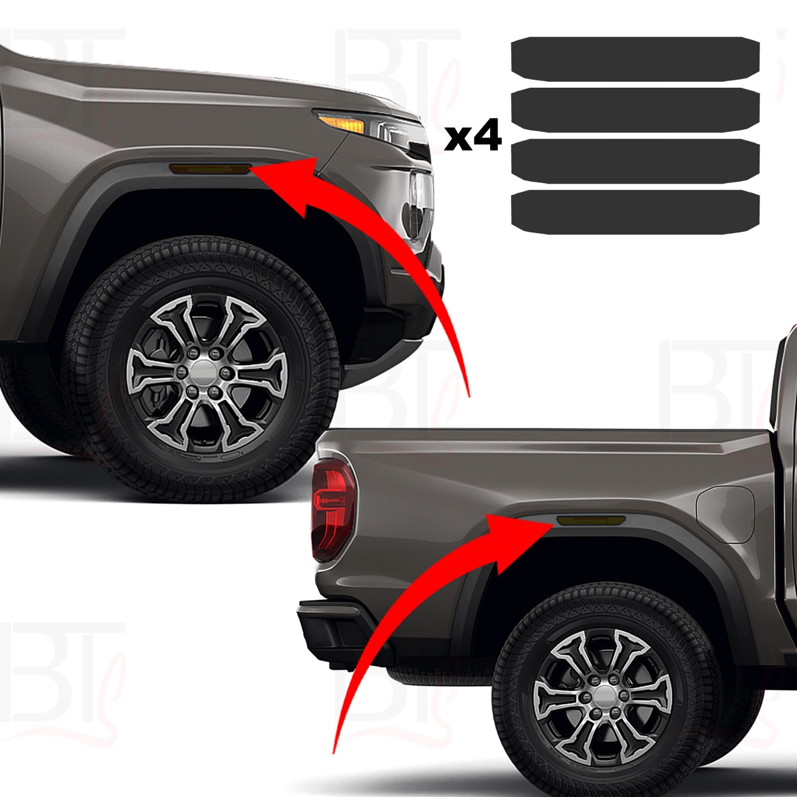 For 2023-2026 Gmc Canyon Dark Smoke Tint Side Marker PreCut Decals x4