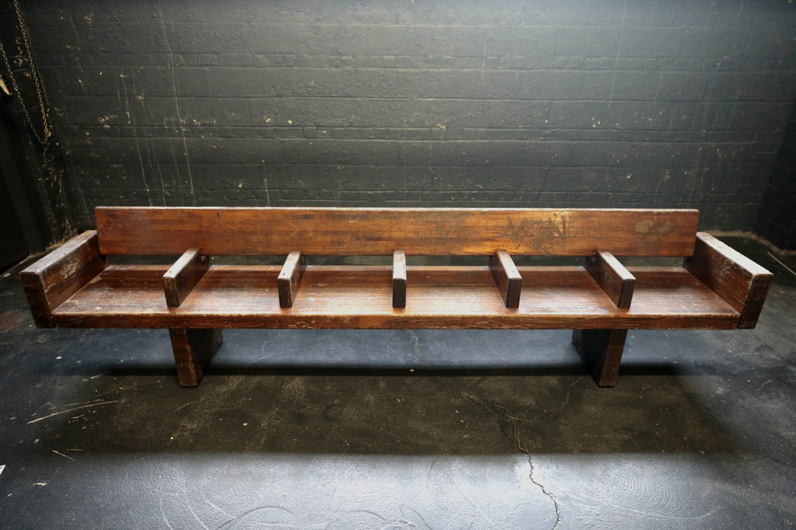Authentic NYC Subway Wooden Bench - 6 Seat Divider - Architectural Salvage