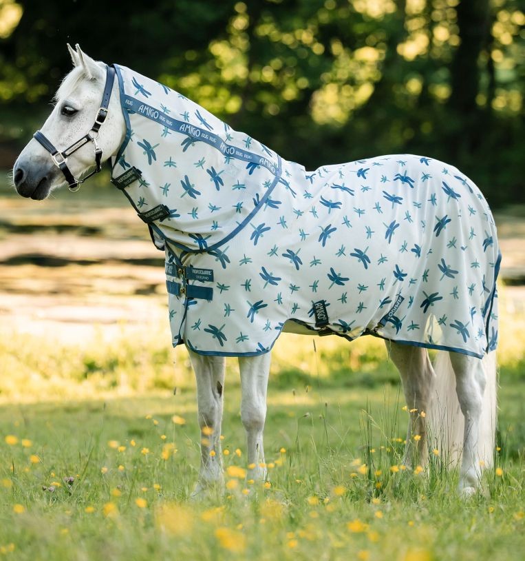 Amigo Bug Rug Plus Pony - Dragonfly Print/Silver Blue