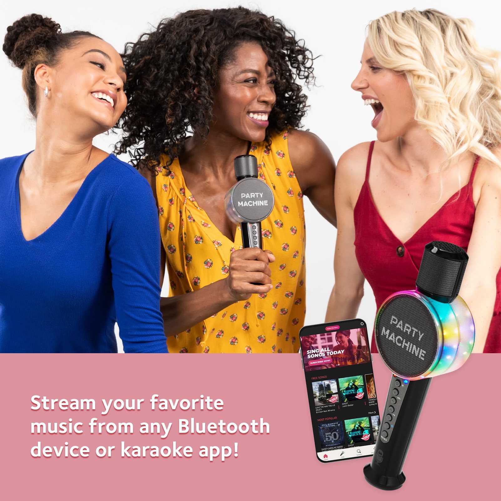 Wireless Karaoke Microphone Handheld Bluetooth Speaker Voice Changer Black