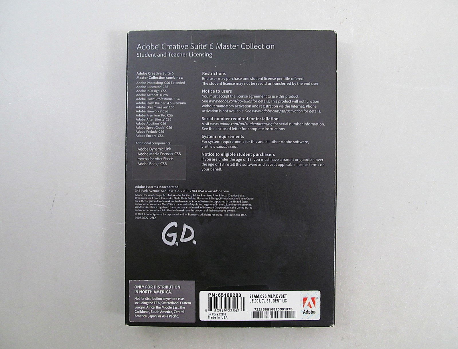 Adobe Creative Suite 6 Master Collection Student & Teacher Licensing *READ DESC.