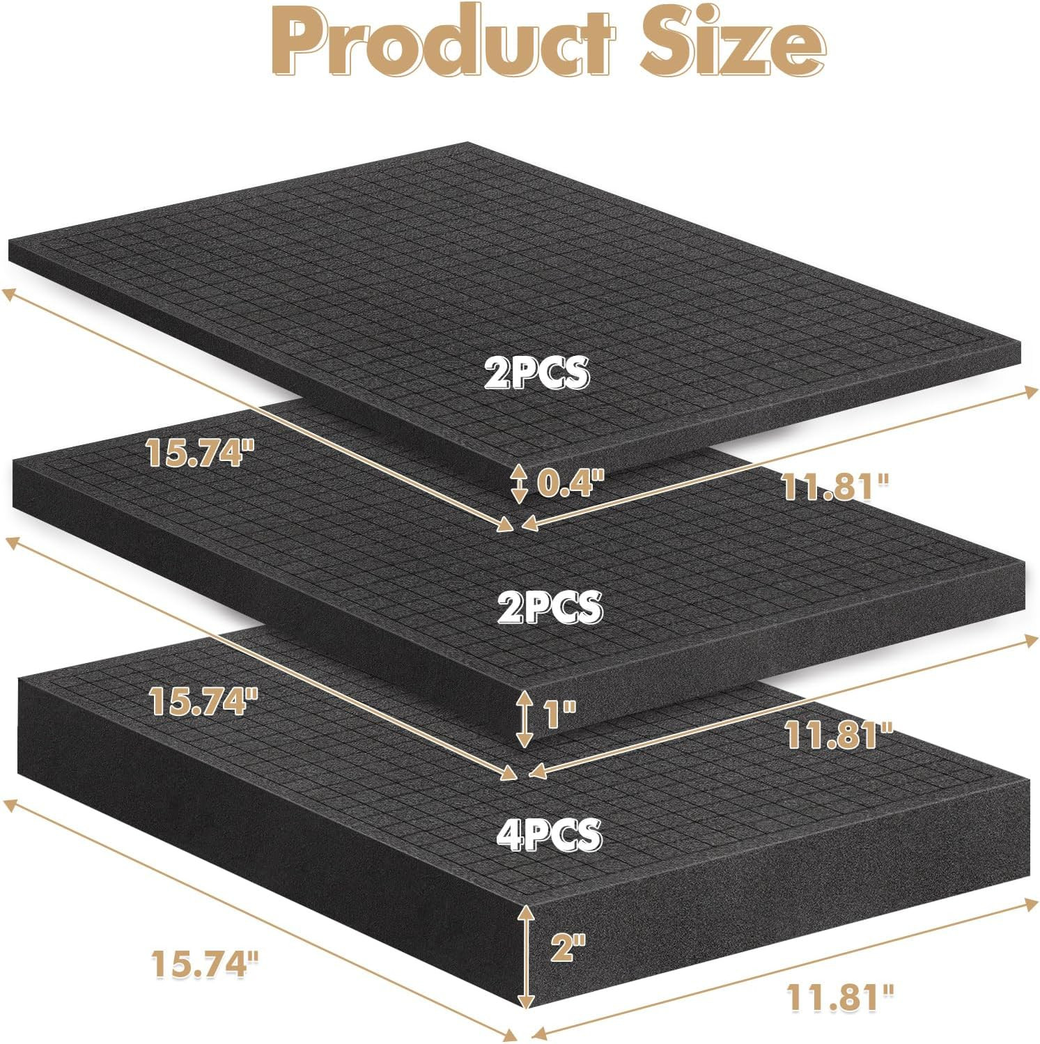 8 Pcs Pick and Pluck Foam Sheets - 3 Sizes, Pre-Cubed, Polyethylene for Crafts,