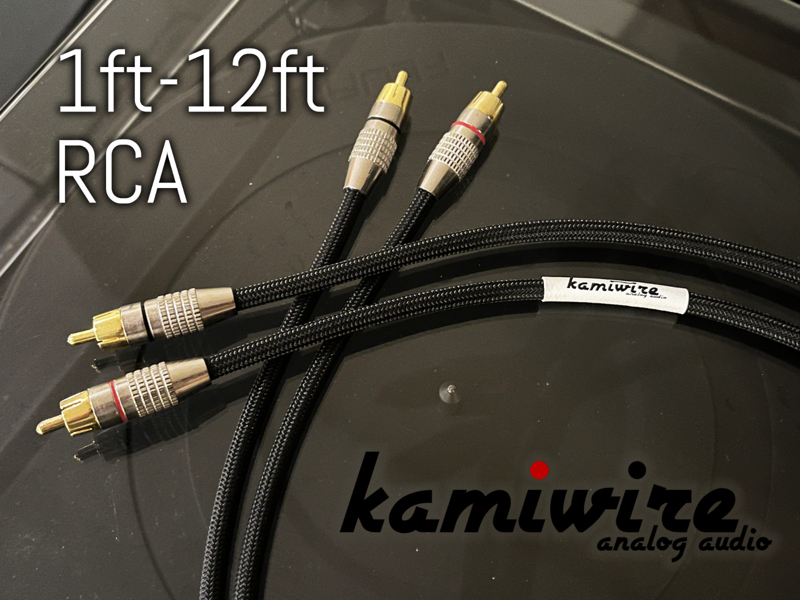 Kamiwire KR1 Low-Capacitance HiFi Turntable Amplifier Gold RCA Cable (1-12ft)