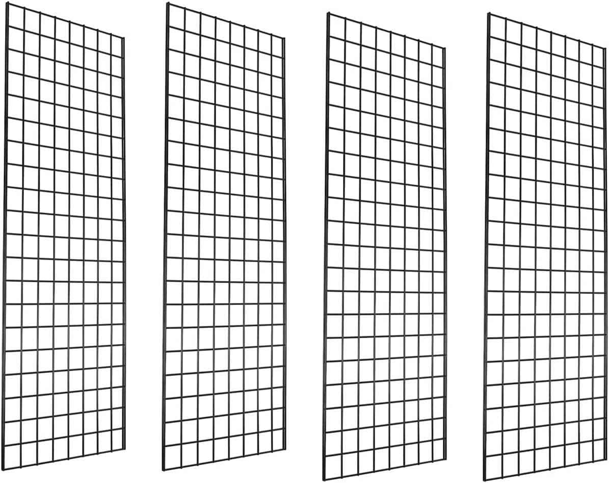 - Commercial Grade Gridwall Panels 2’ Width x 6’ Height Pack of 4 (Black Finish)