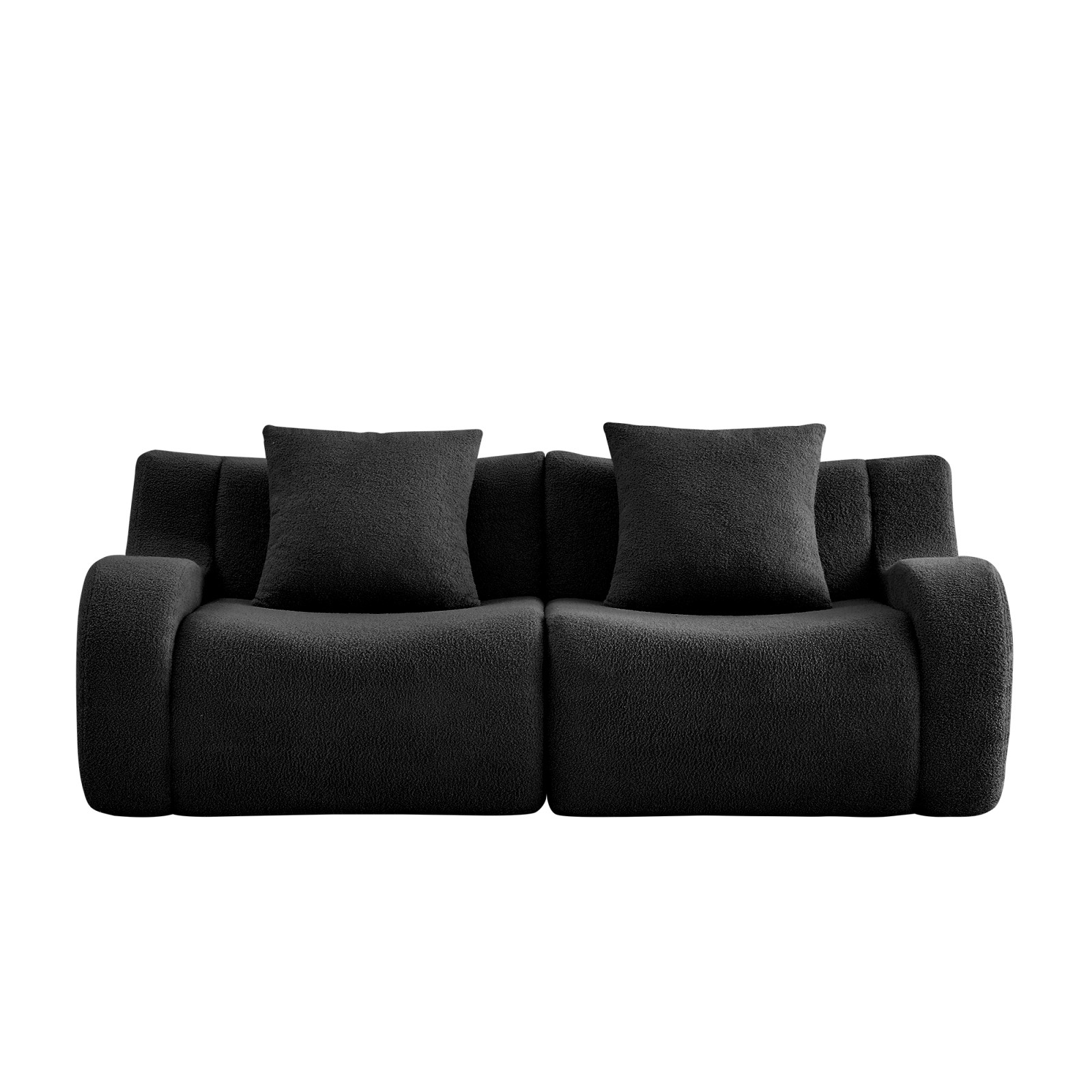 Teddy Fabric Modular Sectional Sofa, 2 Seat, Black, No Assembly