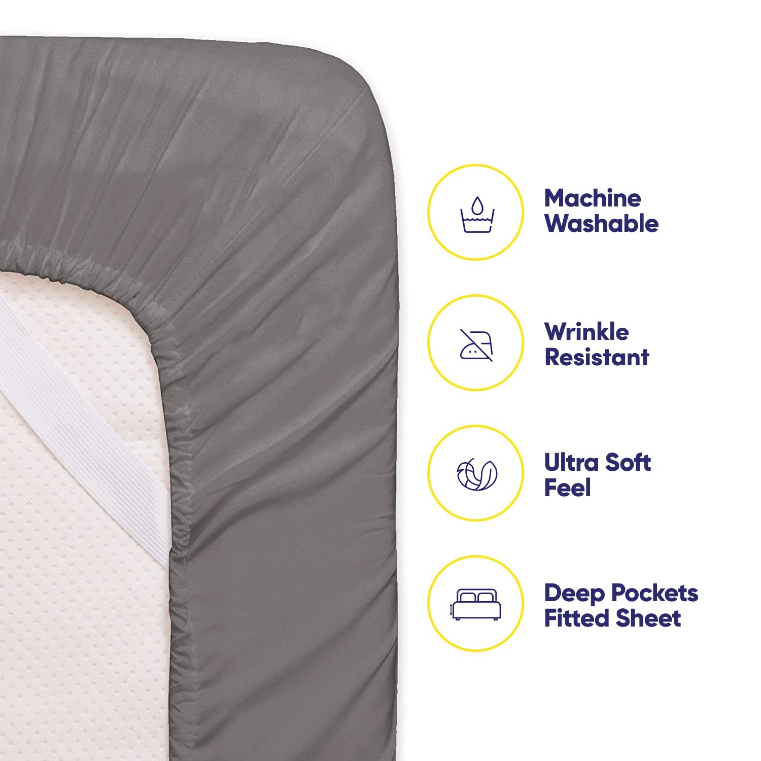 Bed Sheets Queen Size Grey - 6 Piece 1500 Supreme Collection Fine Brushed Mic...