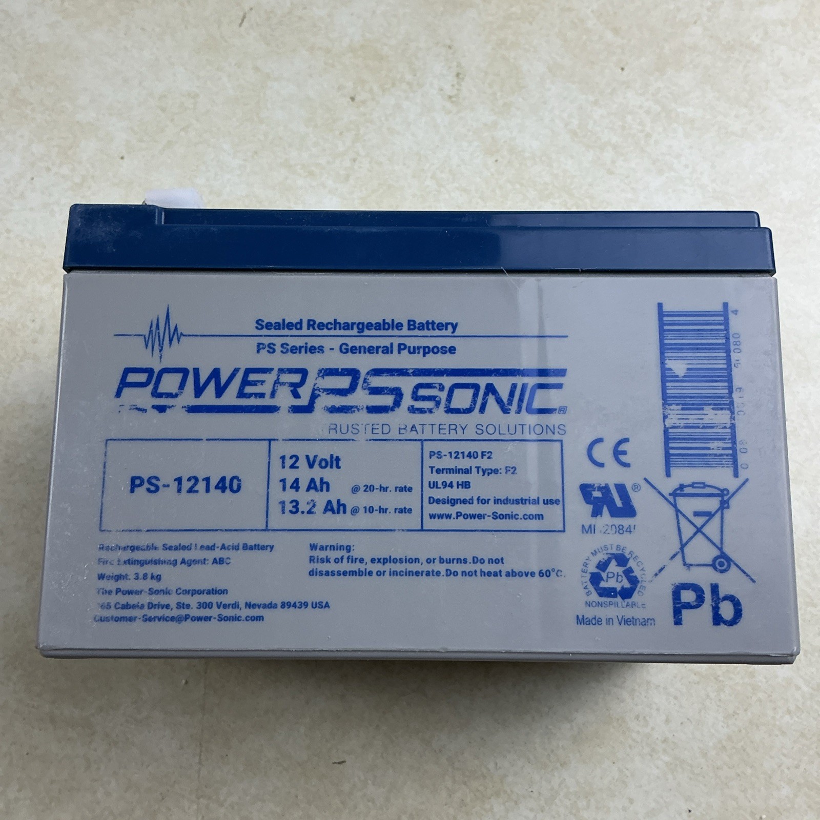 POWER SONIC PS-12140 F2 Battery