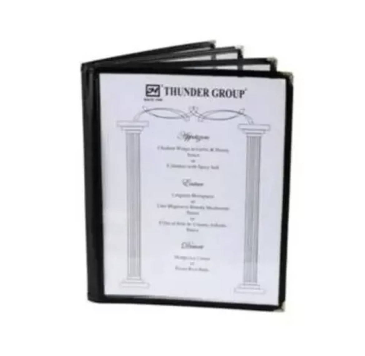 4 Thunder Group PLMENU-L4BL 8-1/2" x 11" 4-Page Book Restaurant Menu Cover Black