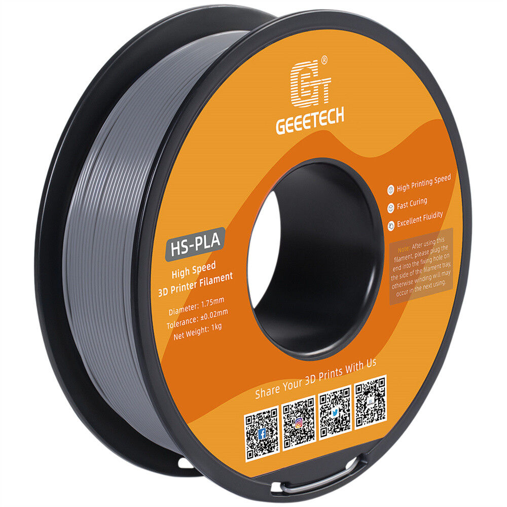 Geeetech 3D Printer HS-PLA Gray Filament 1.75mm 1KG Per Roll Consumables New US