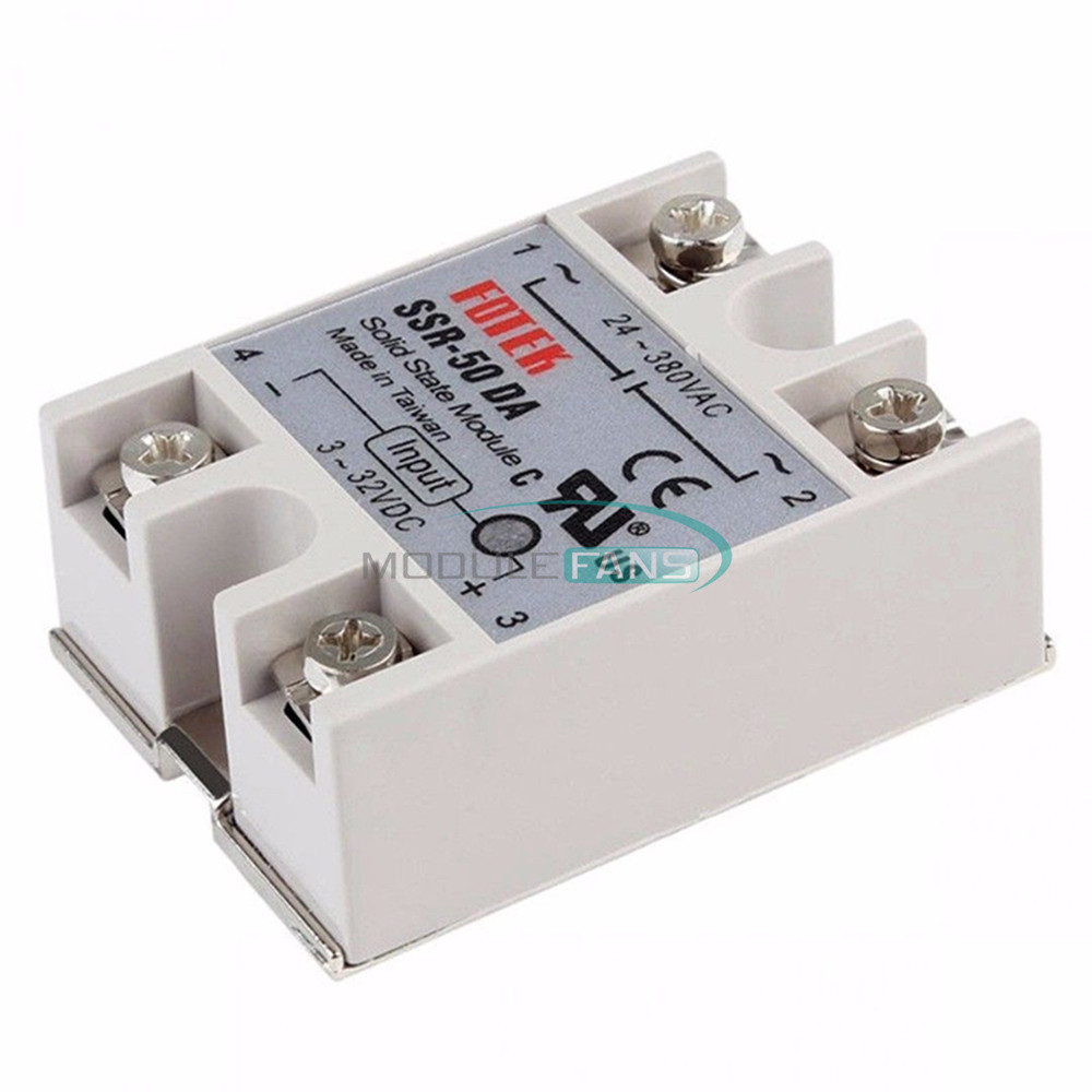 SSR-50DA 250V 50A Output Solid State Relay DC3V-32V Input 24-380VAC