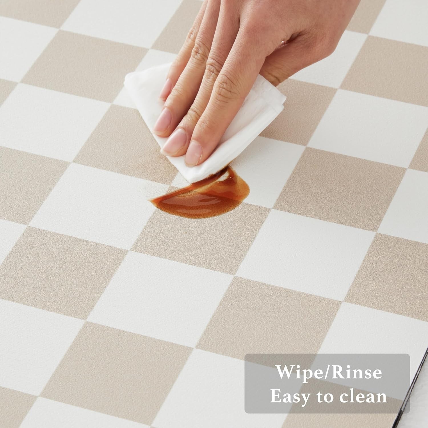 Checkered Dish Drying Mat for Kitchen Counter, Coffee Bar Station Accessories