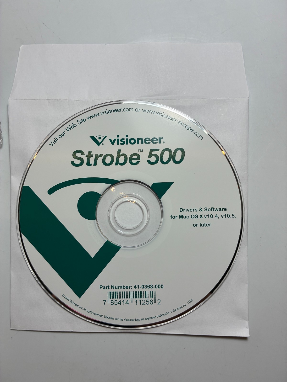 Visioneer Strobe 500 Drivers/Software CD (Mac OS-X v10.4/10.5 and on)Paperport