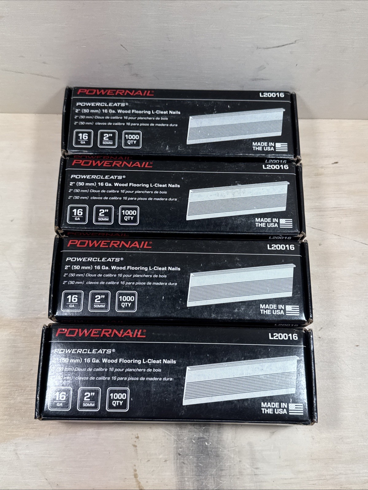 Powernail L20016 16-Gauge 2-Inch Length L-Cleat Flooring Nails (4000) Lot Of 4