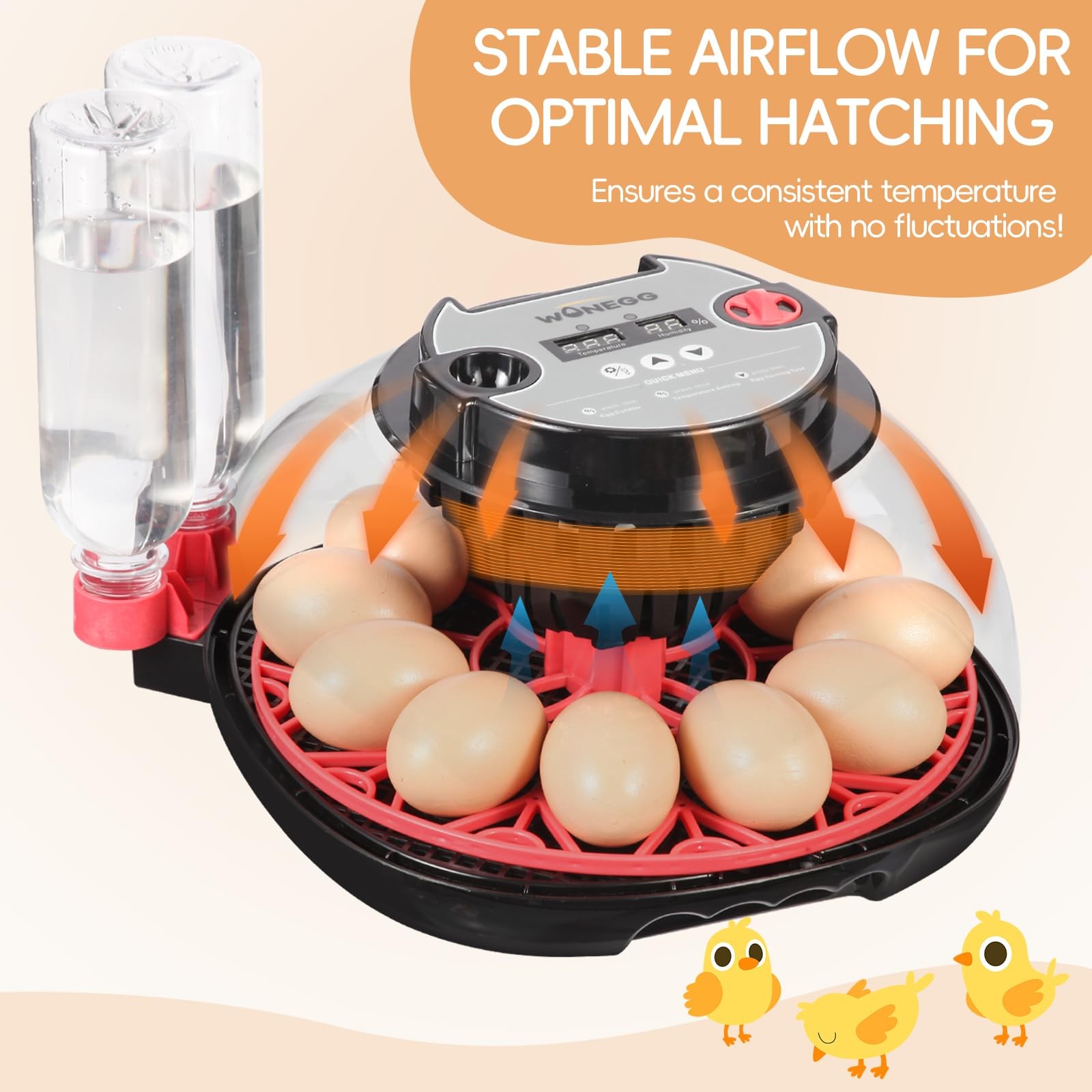 12 Egg Incubator with Automatic Turning, Humidity Control, LED Egg Candler, a...