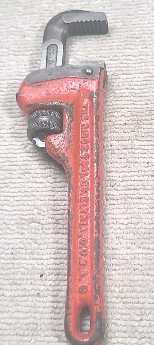 Vintage Ridgid Heavy Duty 6” Pipe Wrench Elyria Ohio USA Made Tool.