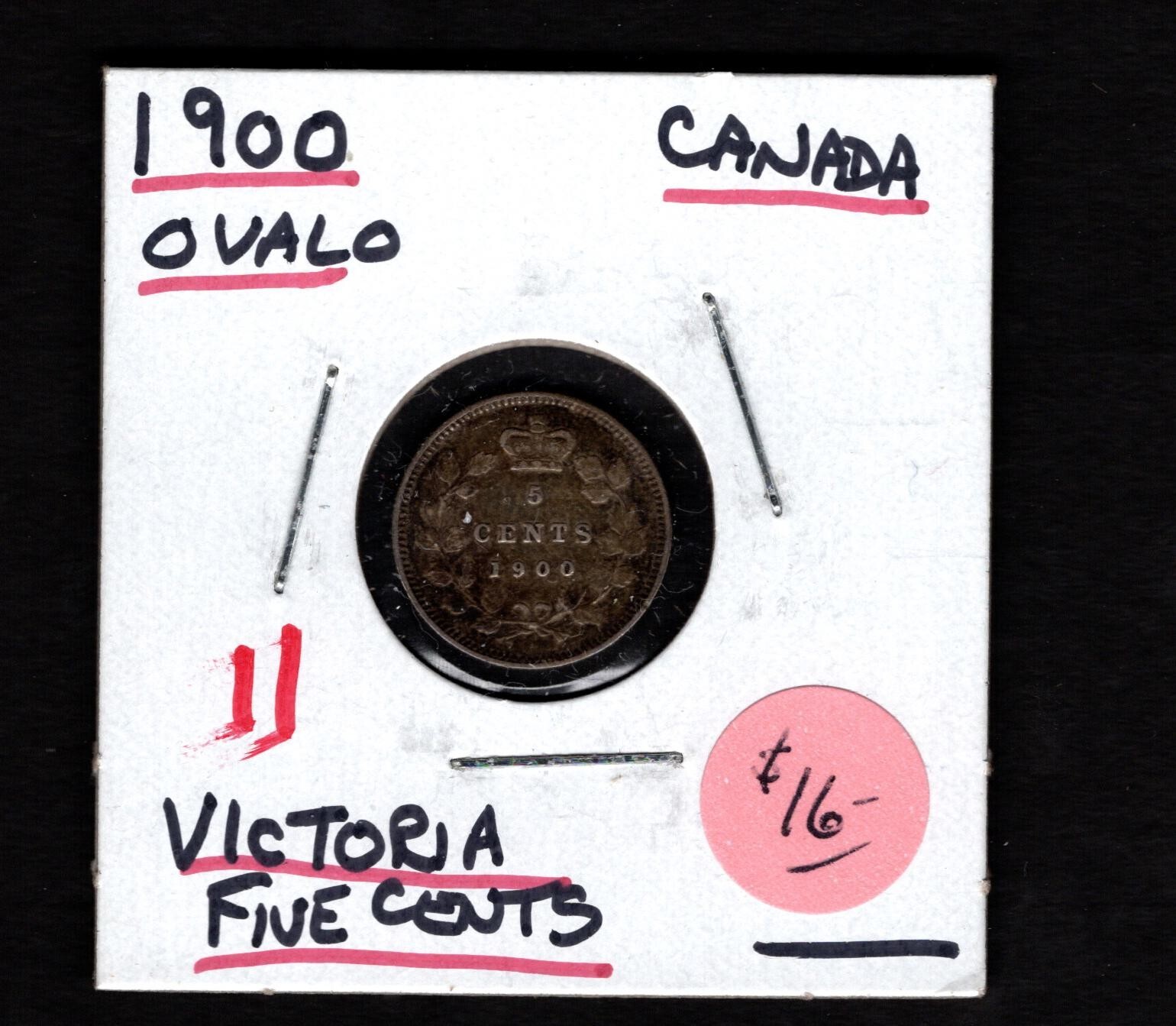 1900- Ovalo- Canada- Victoria Five Cents