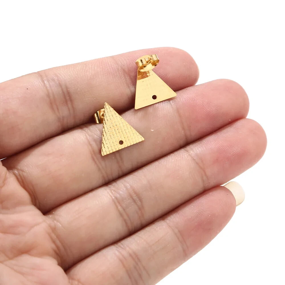 20pcs Stainless Steel Gold Triangle Earring Posts For Women's Jewelry DIY