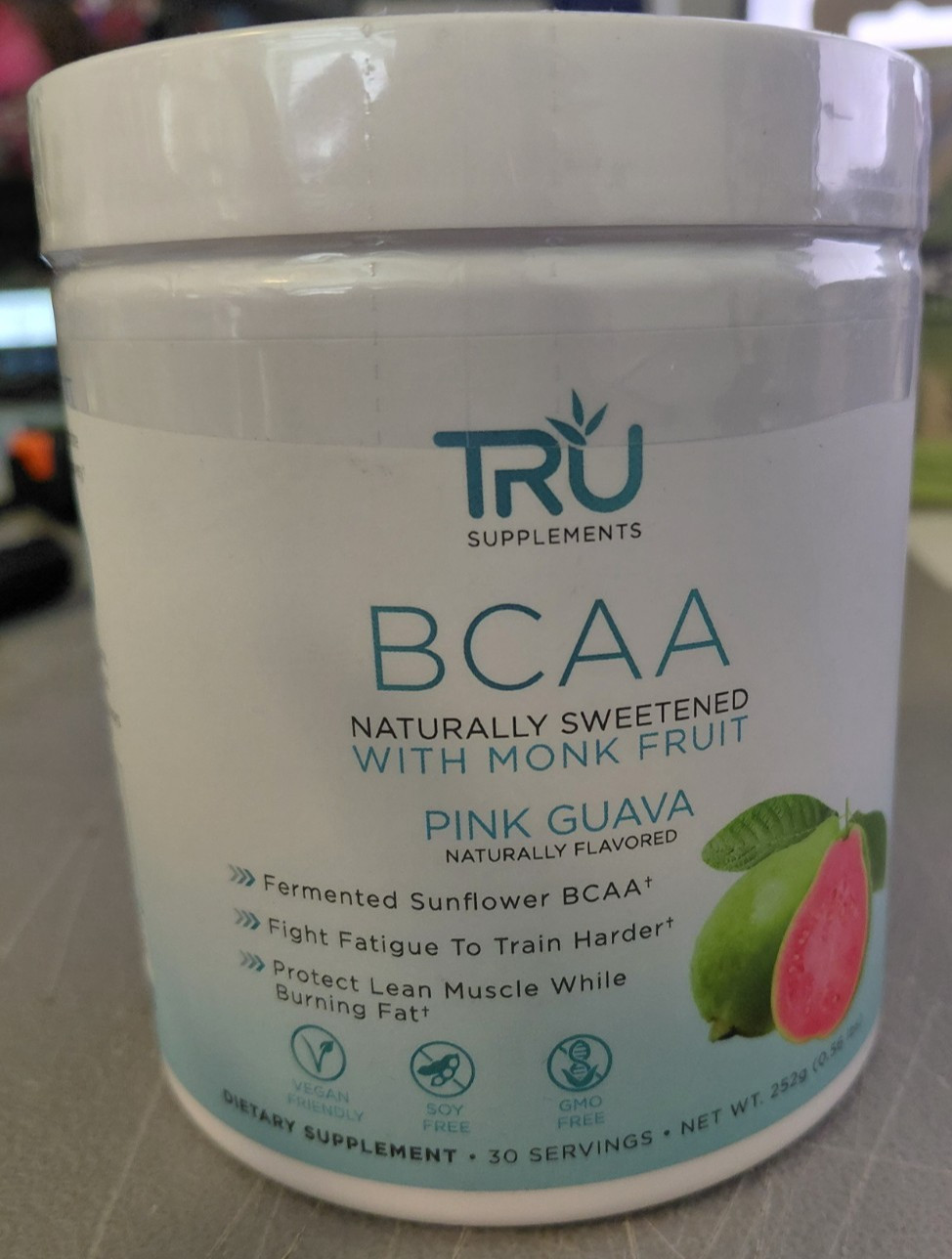 TRU SUPPLEMENTS BCCA W/ MONK FRUIT (PINK GUAVA) 30 SERVINGS EXP 10/26 **SEALED**