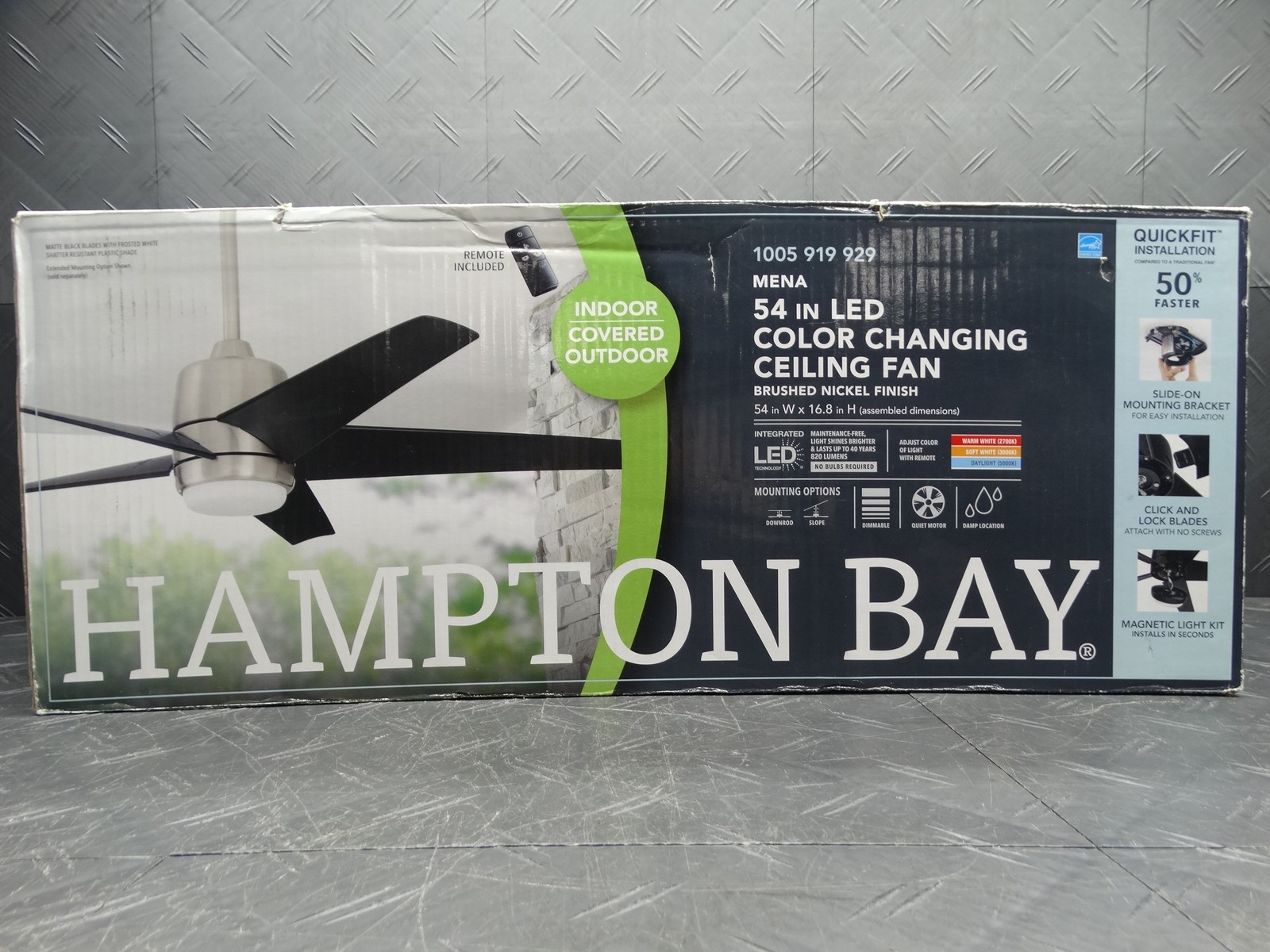 Hampton Bay Mena 54" Changing Integrated LED Indoor/Outdoor Ceiling Fan W/ Light