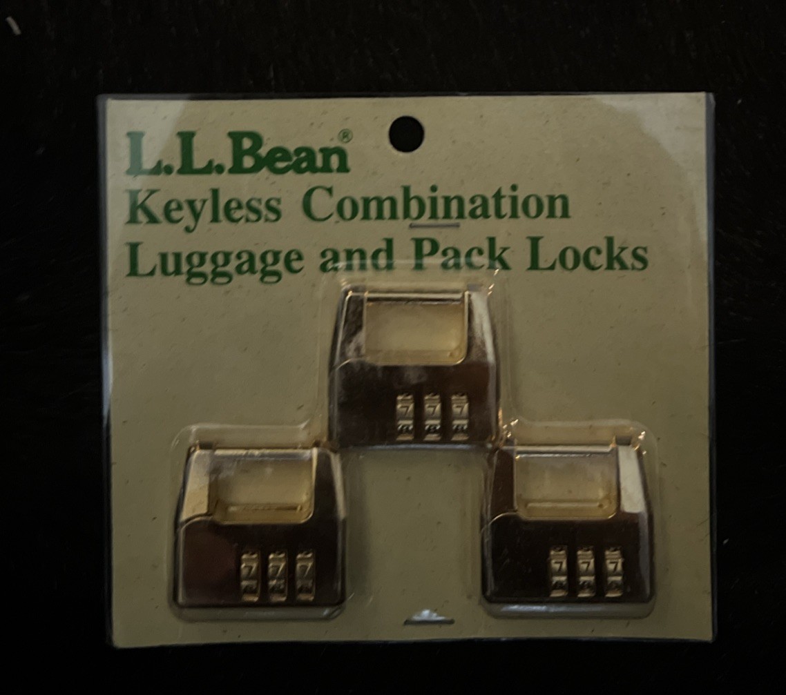 Vintage L.L. Bean 3-Pack Keyless Combination Luggage & Pack Locks - Brass *NEW*
