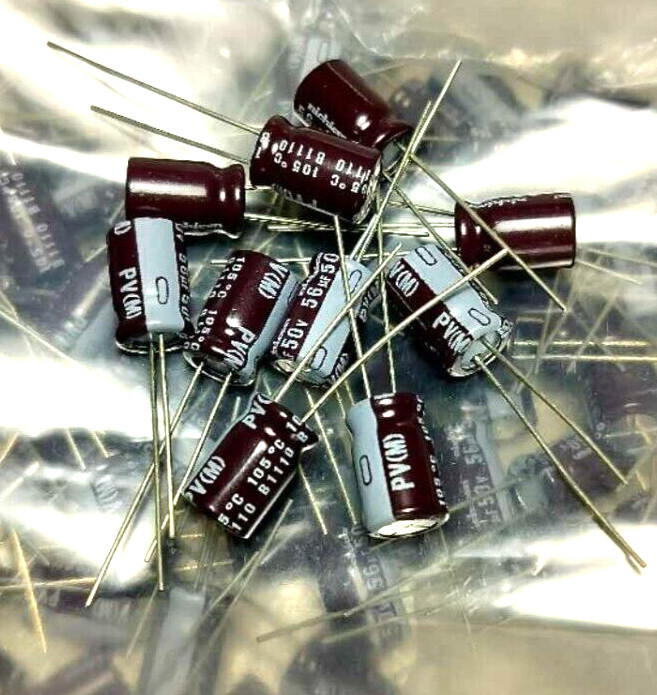 10x Nichicon 56uf 50v Radial Electrolytic Capacitors 50v56uF PV Series JAPAN