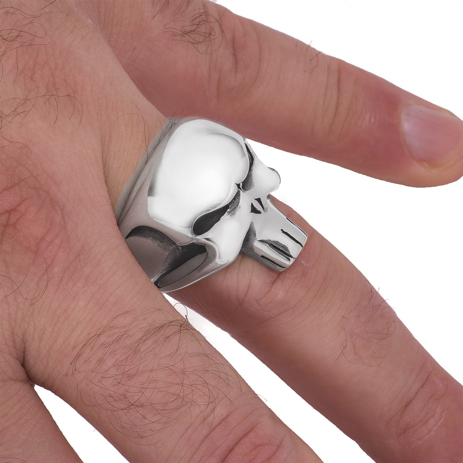 925 Sterling Silver Skull Punisher Men's Ring