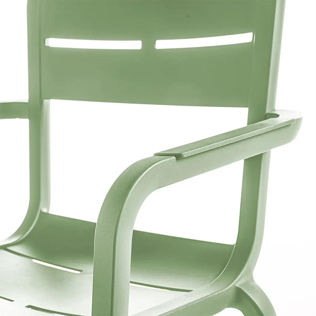 Grosfillex UT511721 Cannes Sage Green Indoor/Outdoor Stacking Chair - 4 Per Set