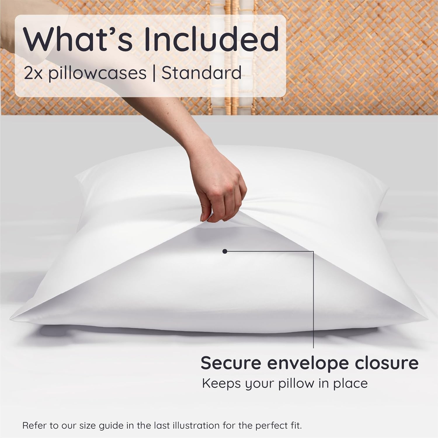 100% Viscose Derived from Bamboo Pillowcase Standard Size