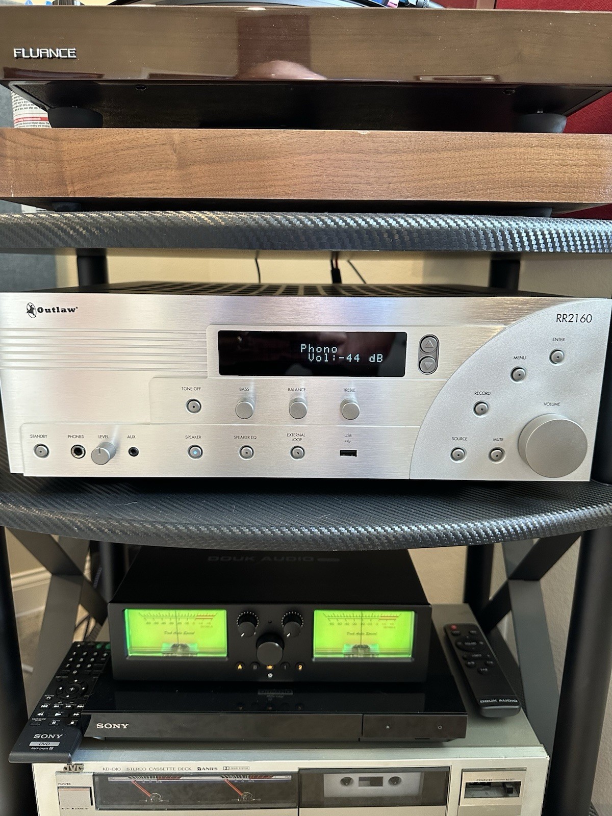 Outlaw RR2160 Silver 2-Channel Stereo Receiver AM/FM Radio Tuner