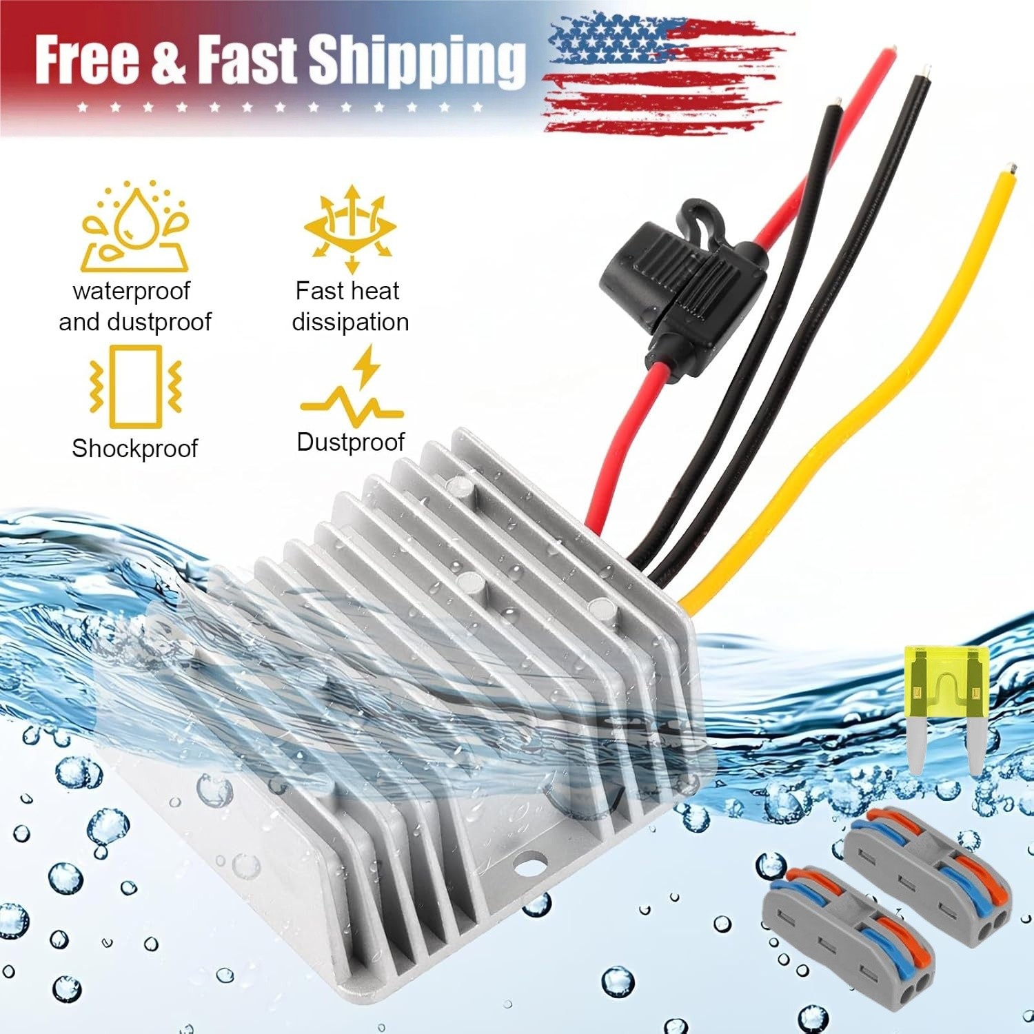 DC 48V 36V to DC 12V 15A 180W Converter Step Down Voltage Regulator Waterproof