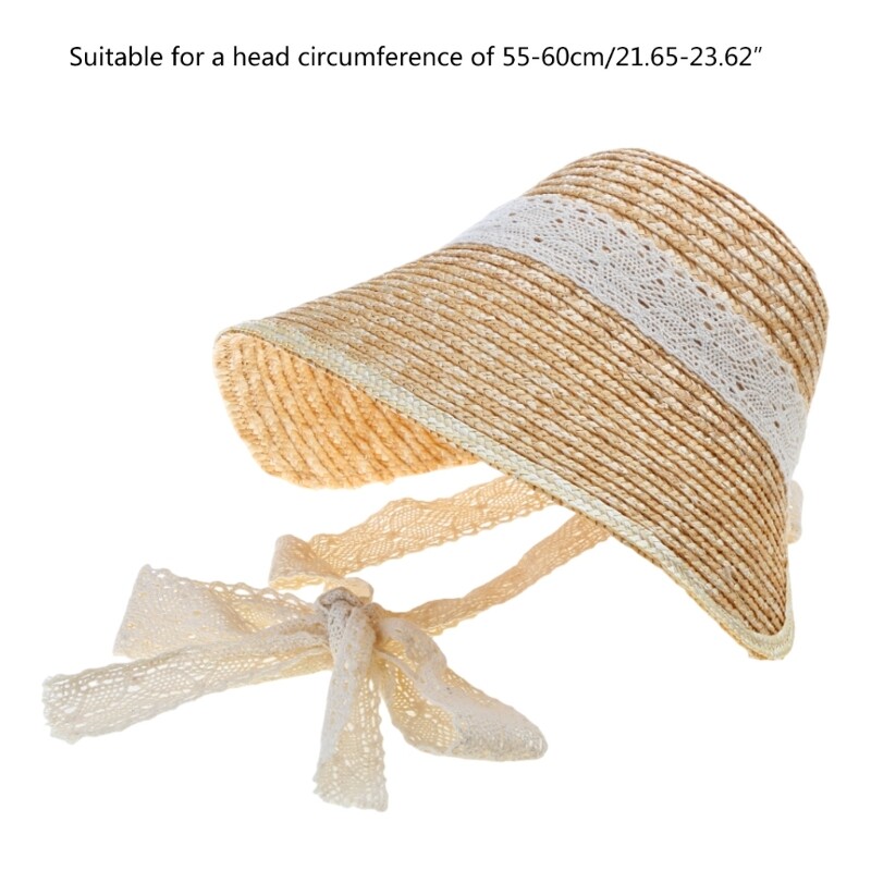 Frenchstyle Laceup Hat Bonnet Sun Straw Teens Girl Vintage Headwear