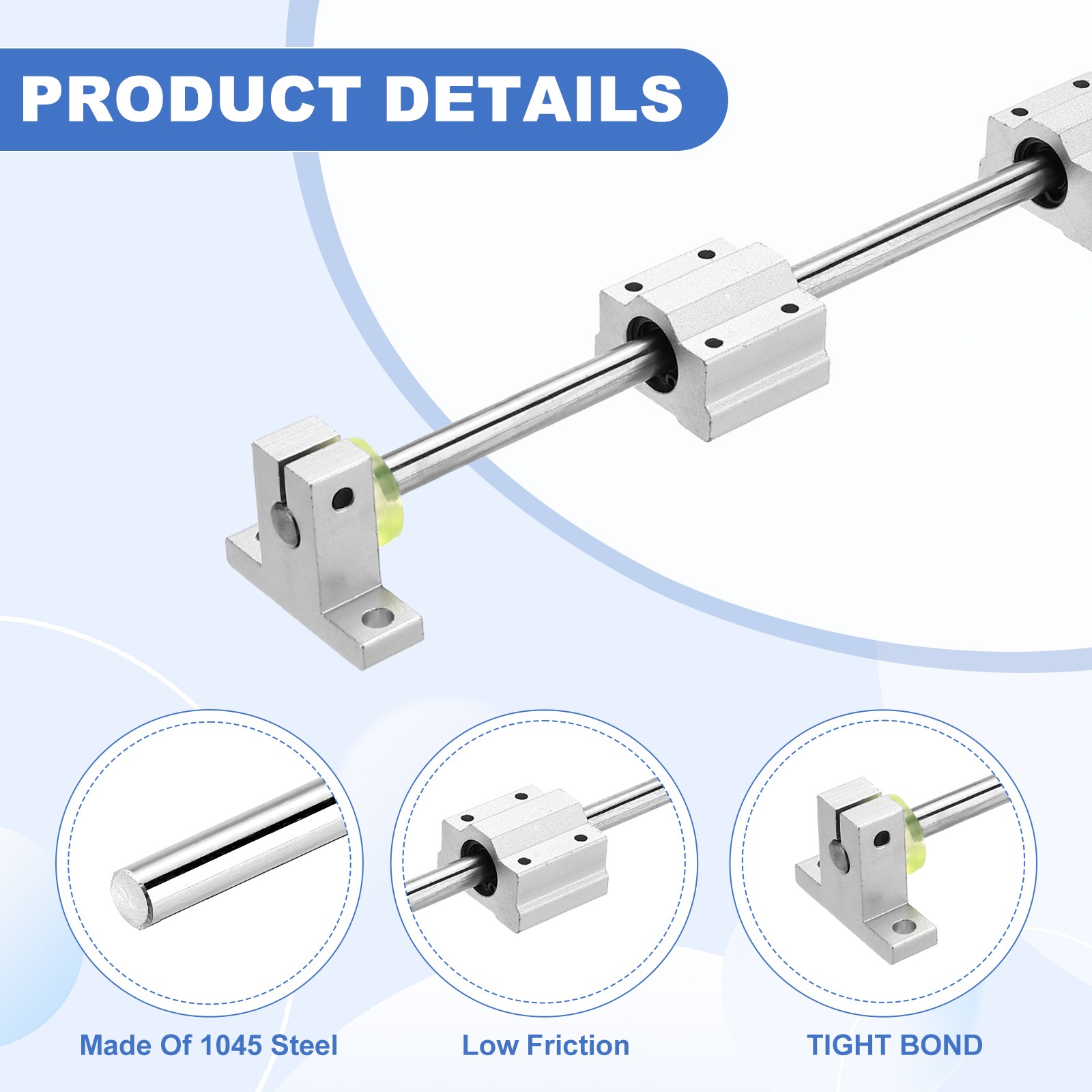 8mm x 200mm Linear Motion Rod Shaft Set, Linear Guide Rails for 3D Printer