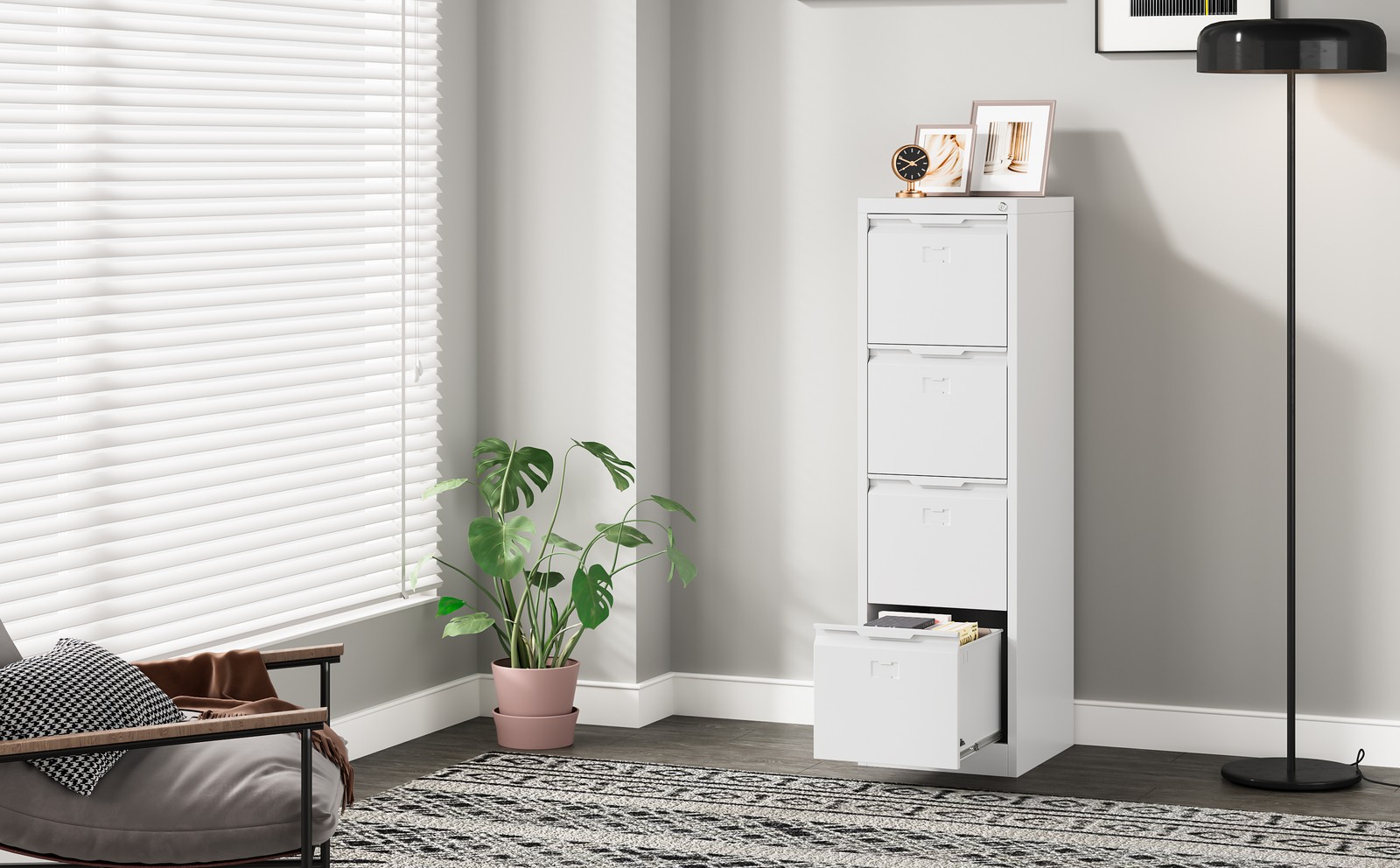 Vertical File Storage Cabinet,metal Filing Cabinet 4 Drawer With Lock Storage