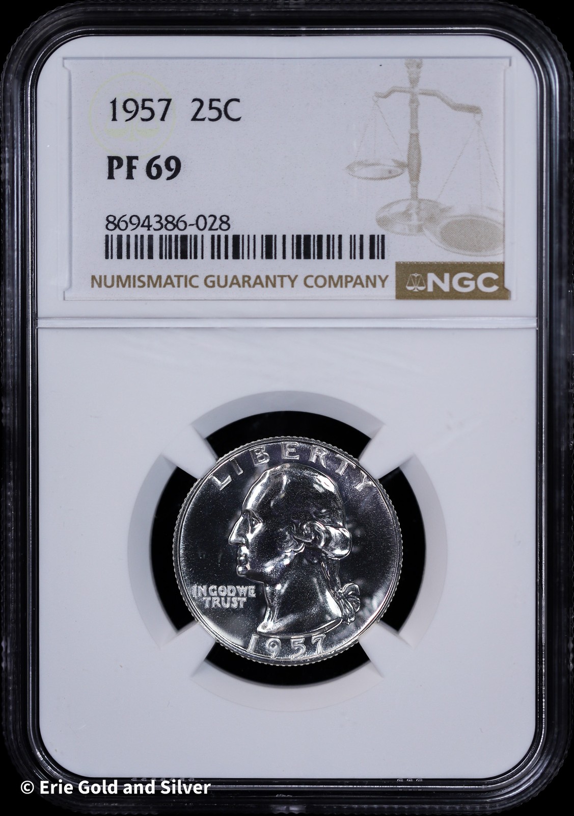 1957 25C Silver Proof Washington Quarter NGC PR 69