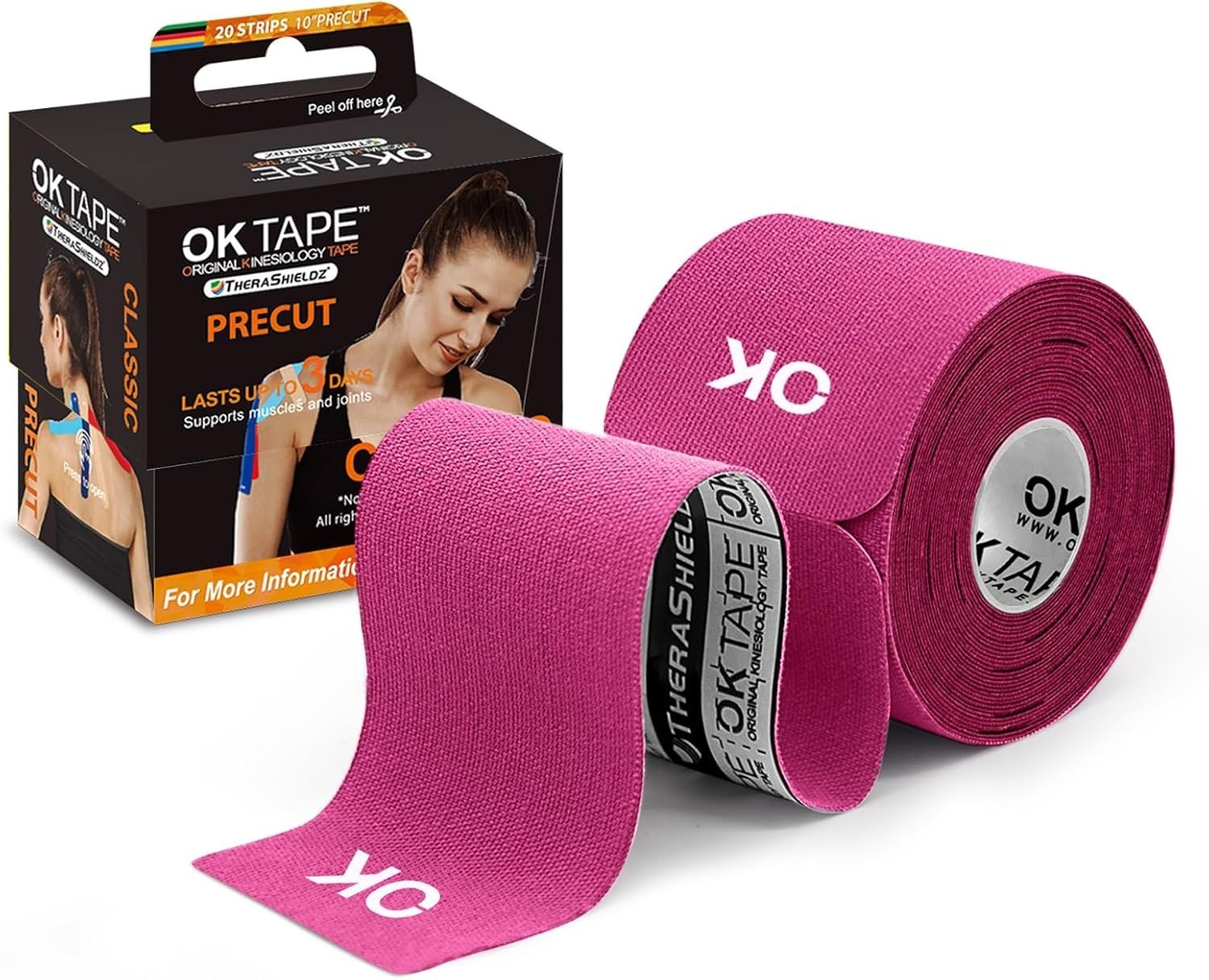 Lot of 4-OK Tape Precut Classic Kinesiology Tape-2in x 16.4 ft-Exp 2027
