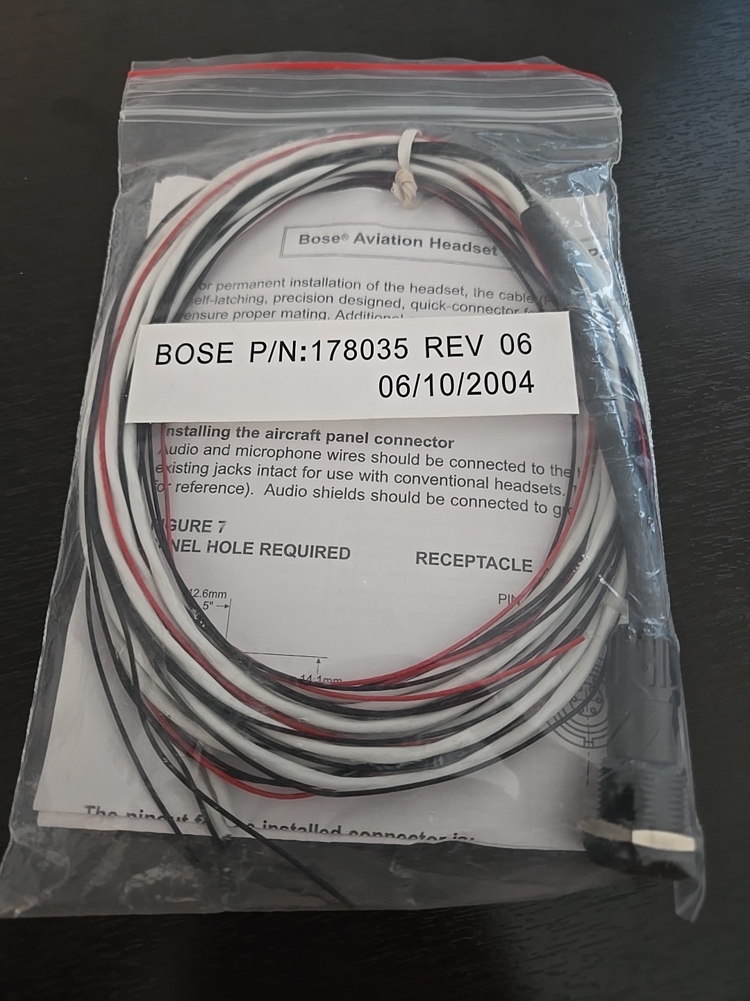 New BOSE Headset Aircraft Panel Connector Installation Kit P/N 178035 015999