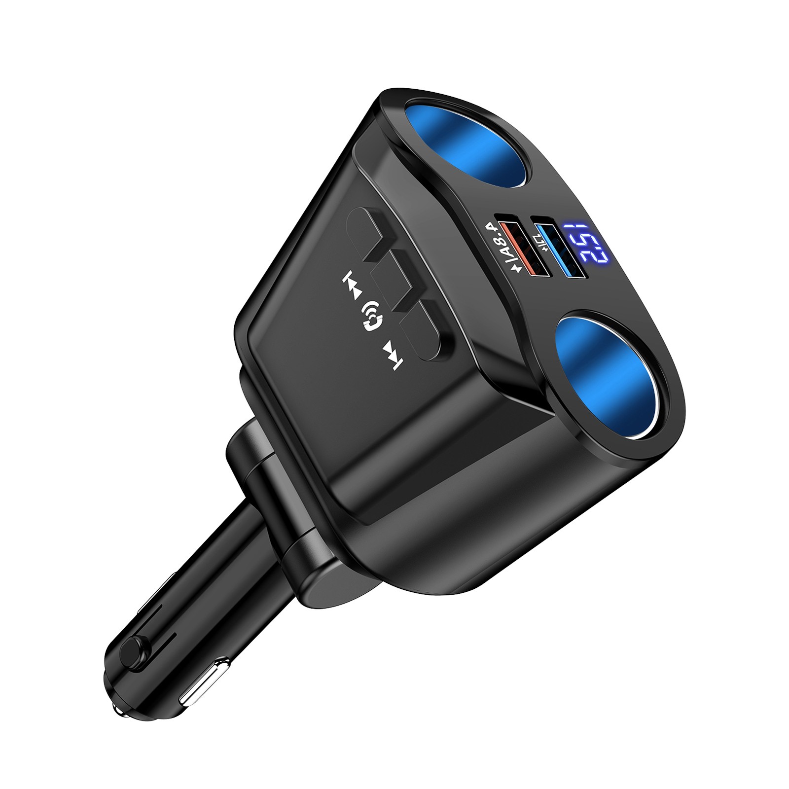 2 Way LED Car Cigarette Lighter Socket Splitter Dual USB Chargers Dock Adapter