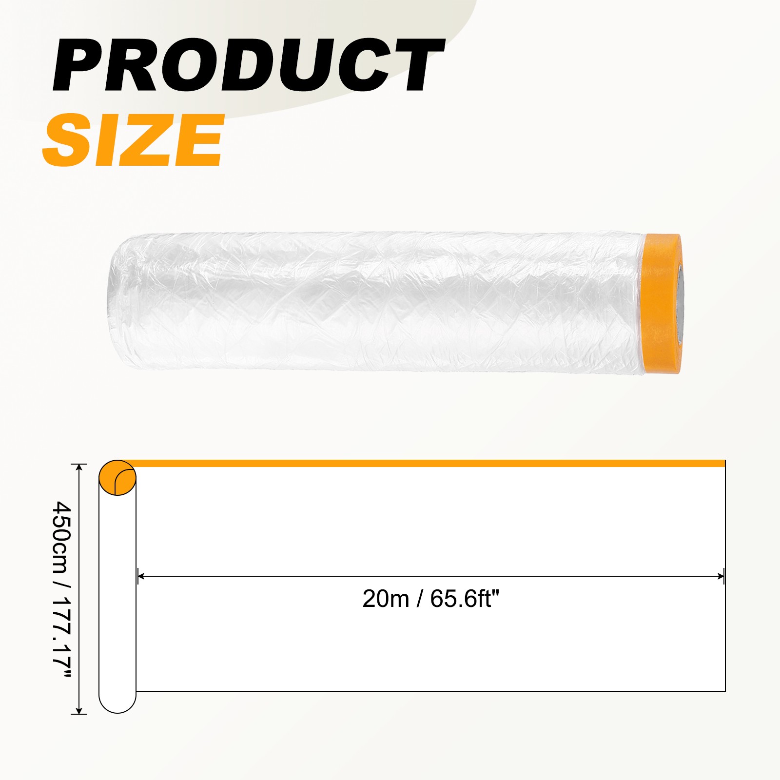 65.6ft x 177.2" Plastic Sofa Couch Cover Furniture Protector with Adhesive Strap