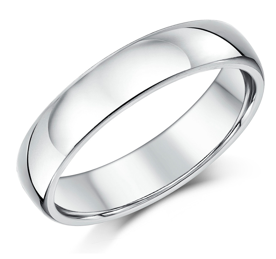 Handmade Plain Sterling Silver Wedding Band 5mm D-Shaped - 45 sizes