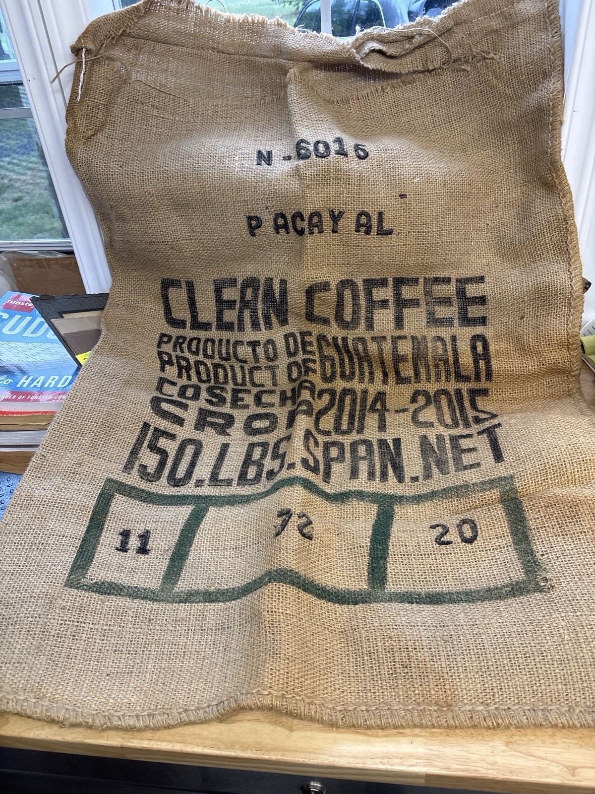 Vintage Guatemala Coffee Burlap Sack Clean Coffee 150 LBS Rustic Farmhouse Decor