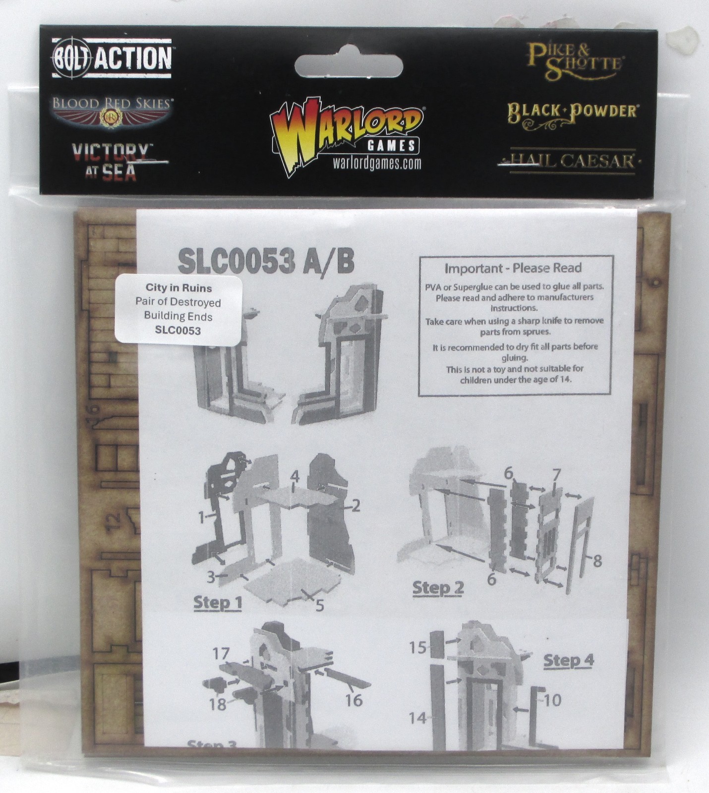 Skytrex SLC0053 Pair of Destroyed Building Ends (City in Ruins) K47 Bolt Action