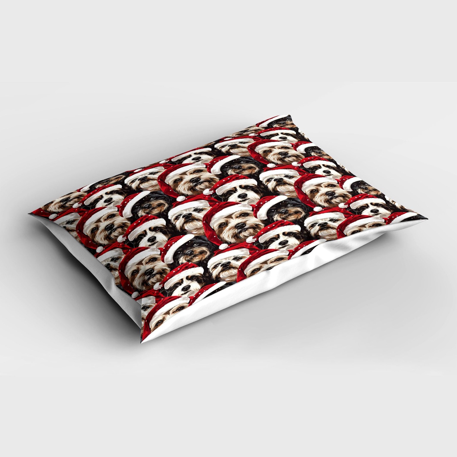 Lunarable Christmas Pillow Sham, Illustration Print Whimsical Happy Dogs and ...