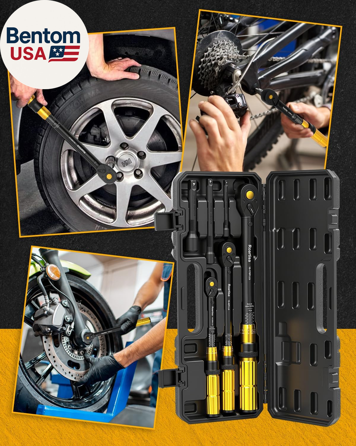 6PCS Torque Wrench Set - 1/4 & 3/8 & 1/2-Inch Drive Click Torque Wrenches - ±3%