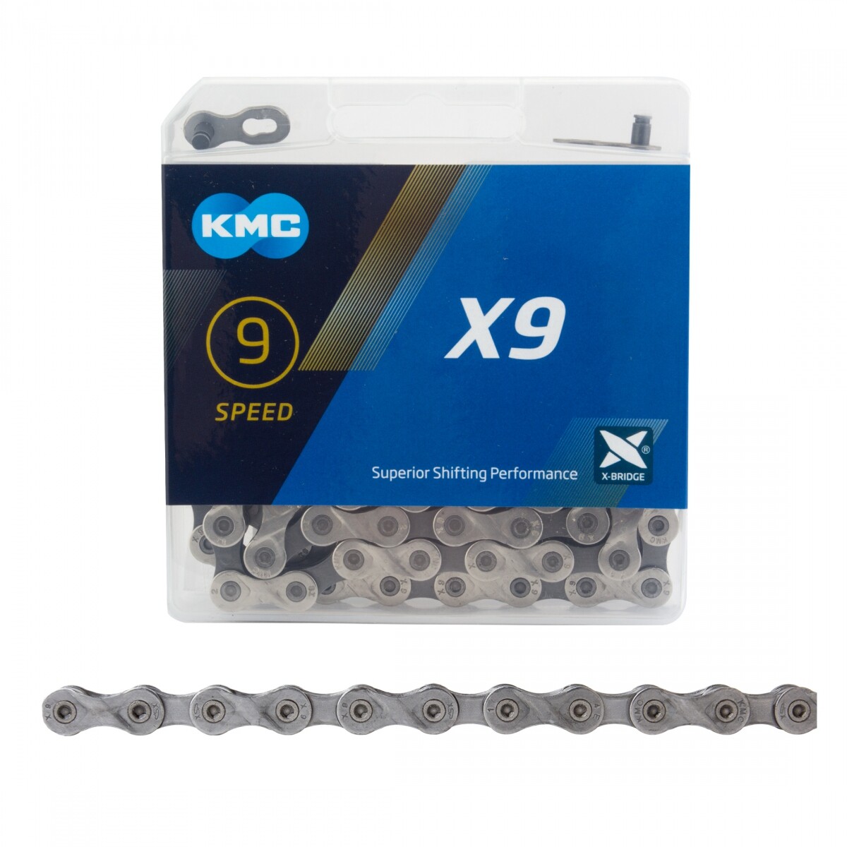 KMC X9 Chain 9-Speed 116 Links Silver/Grey 9sp - New X9.93 Model